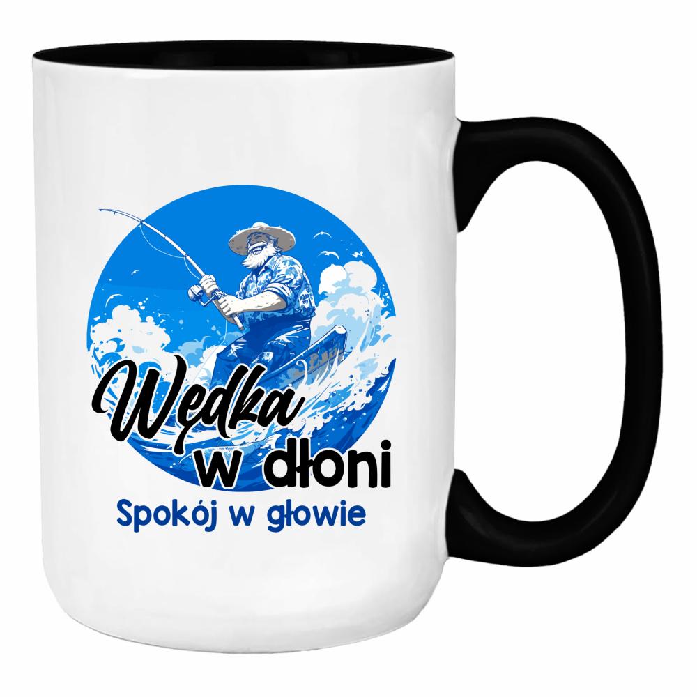 Wędka w dłoni, spokój w głowie duży kubek ucho kolor kolor limonka