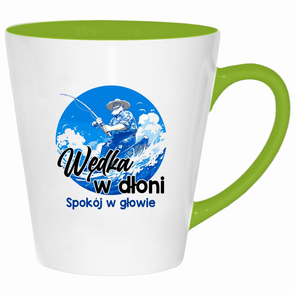 Wędka w dłoni, spokój w głowie kubek latte kolor limonka