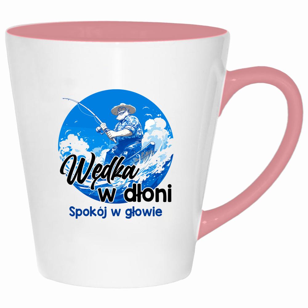 Wędka w dłoni, spokój w głowie kubek latte kolor pink
