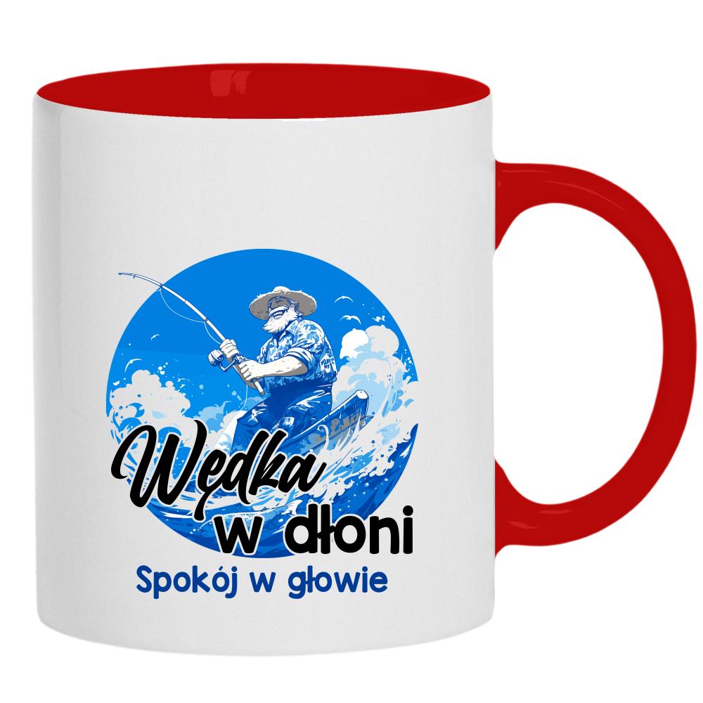 Wędka w dłoni, spokój w głowie kubek ucho kolor kolor żółty