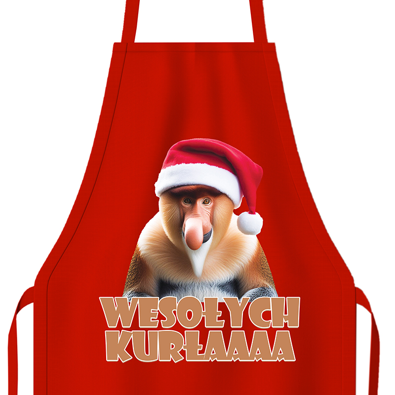 WESOŁYCH KURŁAAA fartuch kolor czerwony