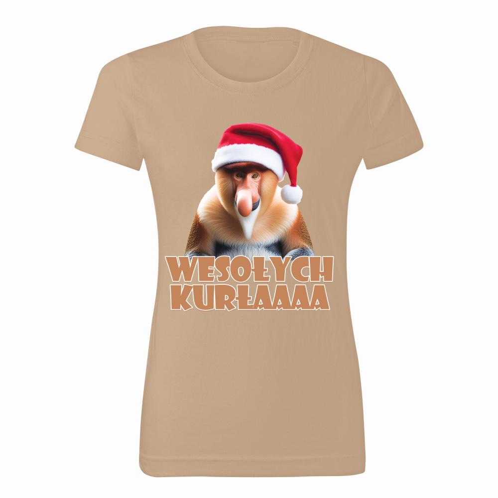 WESOŁYCH KURŁAAA koszulka damska kolor koszulka piaskowy