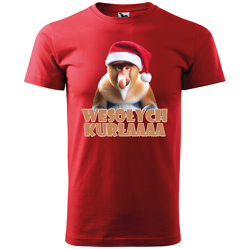 WESOŁYCH KURŁAAA koszulka męska kolor czerwony