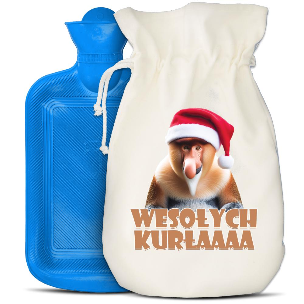 WESOŁYCH KURŁAAA termofor niebieski kolor koszulka piaskowy