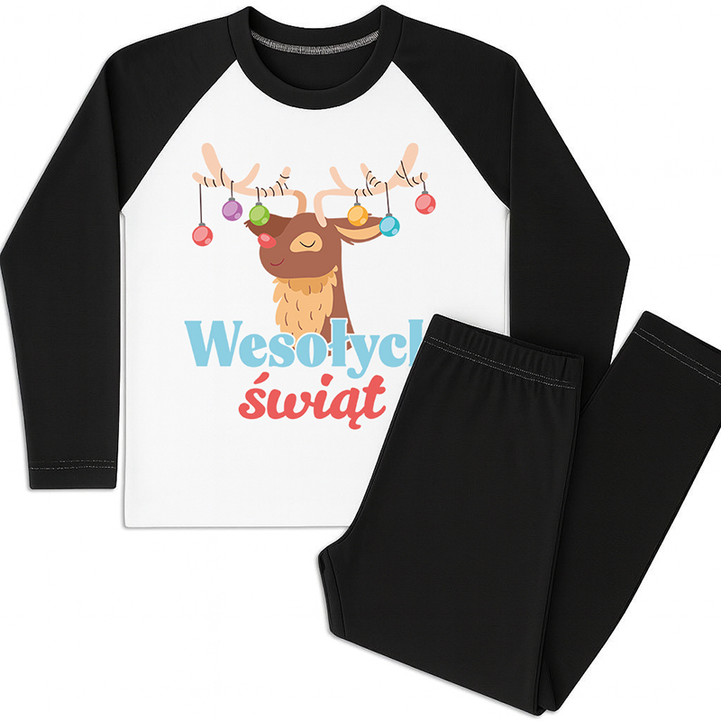 Wesołych Świąt 5 piżama dziecięca kolor czarny