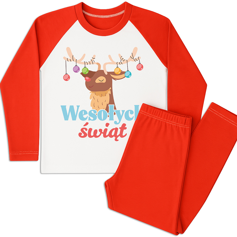 Wesołych Świąt 5 piżama dziecięca kolor czerwony