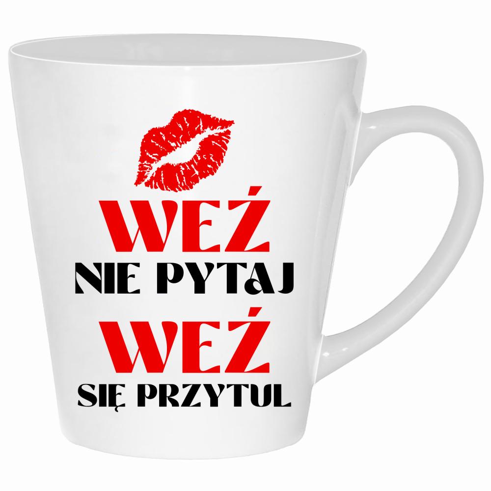 Weź nie pytaj, weź się przytul 2 kubek latte kolor biały