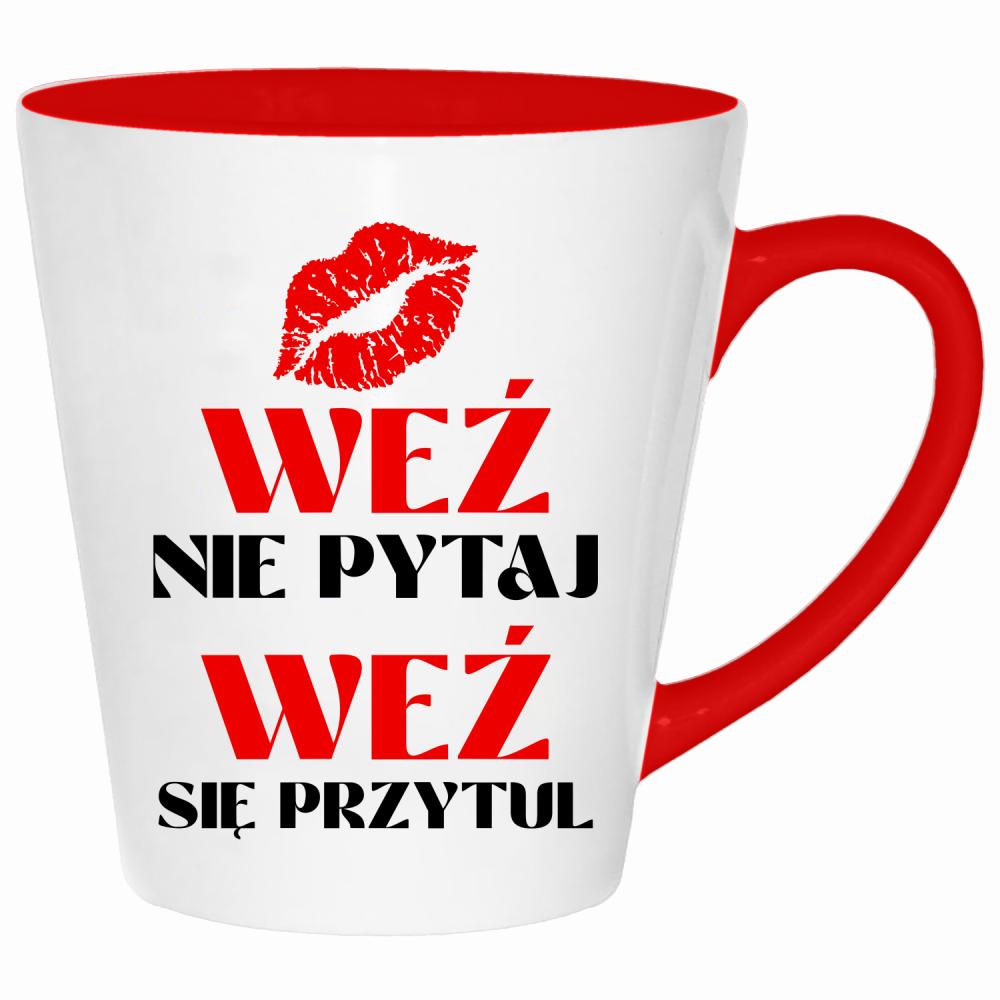 Weź nie pytaj, weź się przytul 2 kubek latte kolor czerwony latte