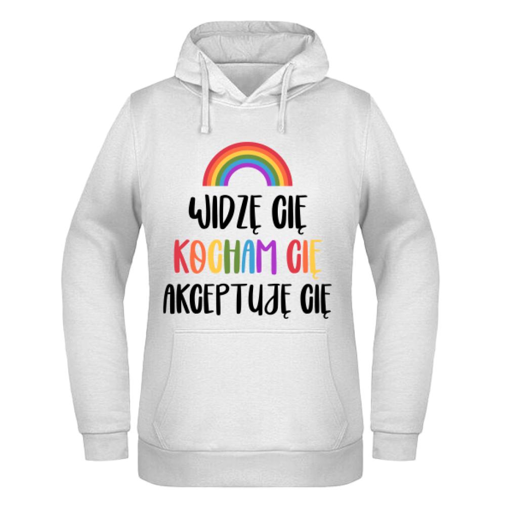 Widzę Cię, Kocham Cię, Akceptuję Cię bluza damska z kapturem