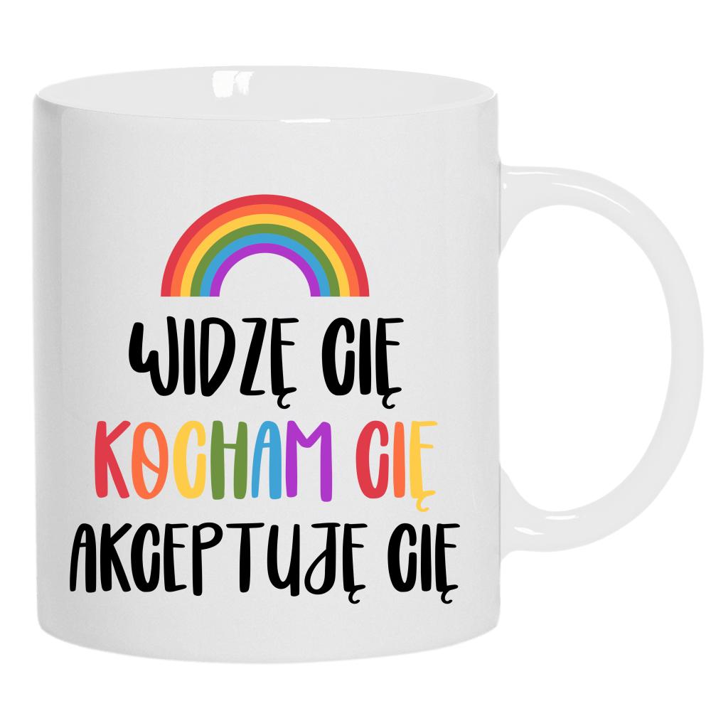 Widzę Cię, Kocham Cię, Akceptuję Cię kubek ucho kolor kolor biały