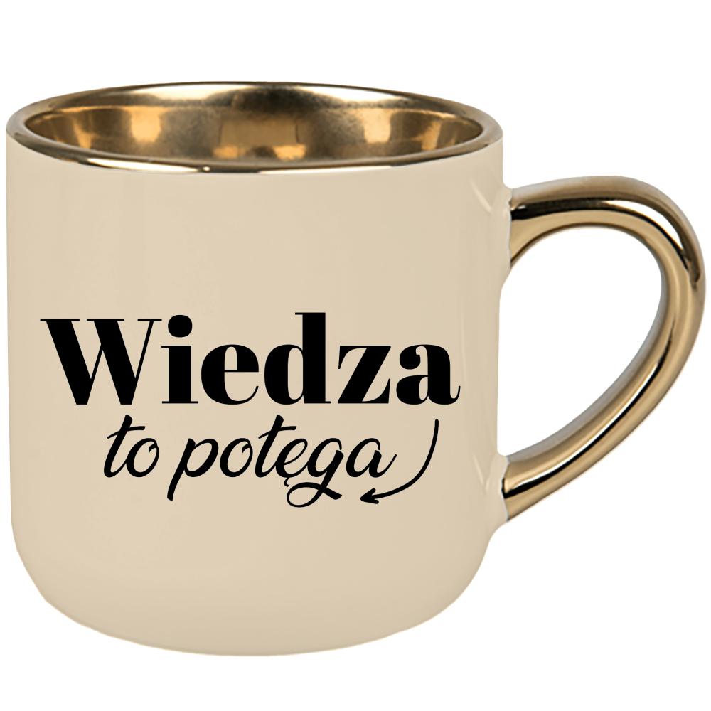 Wiedza to potęga kubek elegant duży kolor kremowy