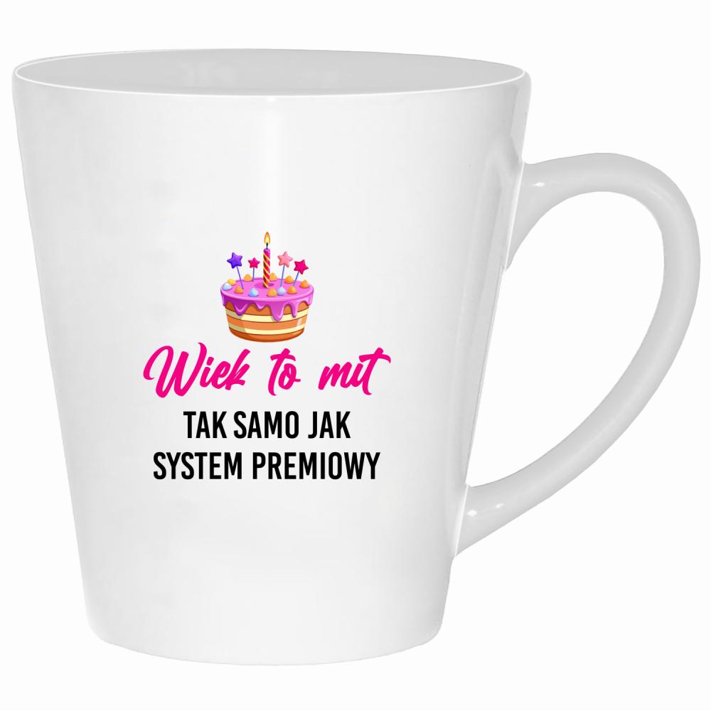 Wiek to mit tak samo jak system premiowy kubek latte kolor biały