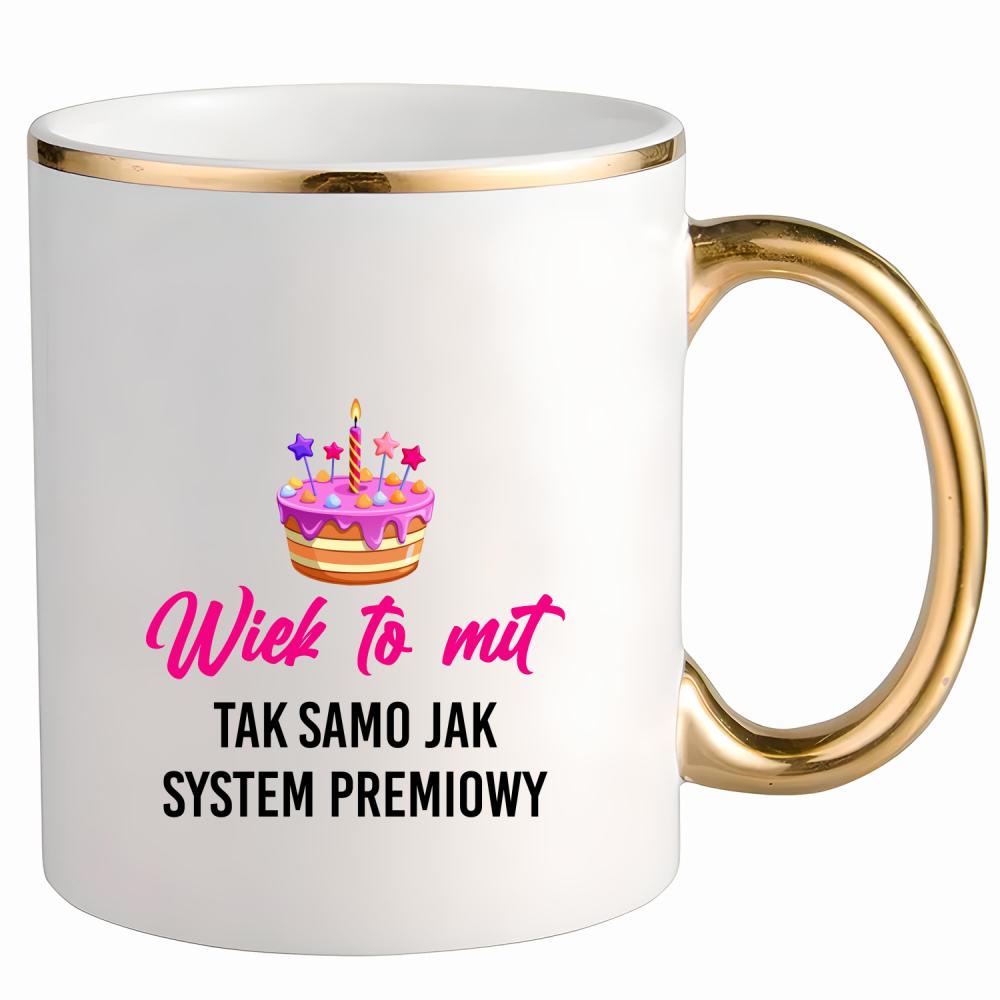 Wiek to mit tak samo jak system premiowy kubek ze złotym uchem i rantem kolor zielony