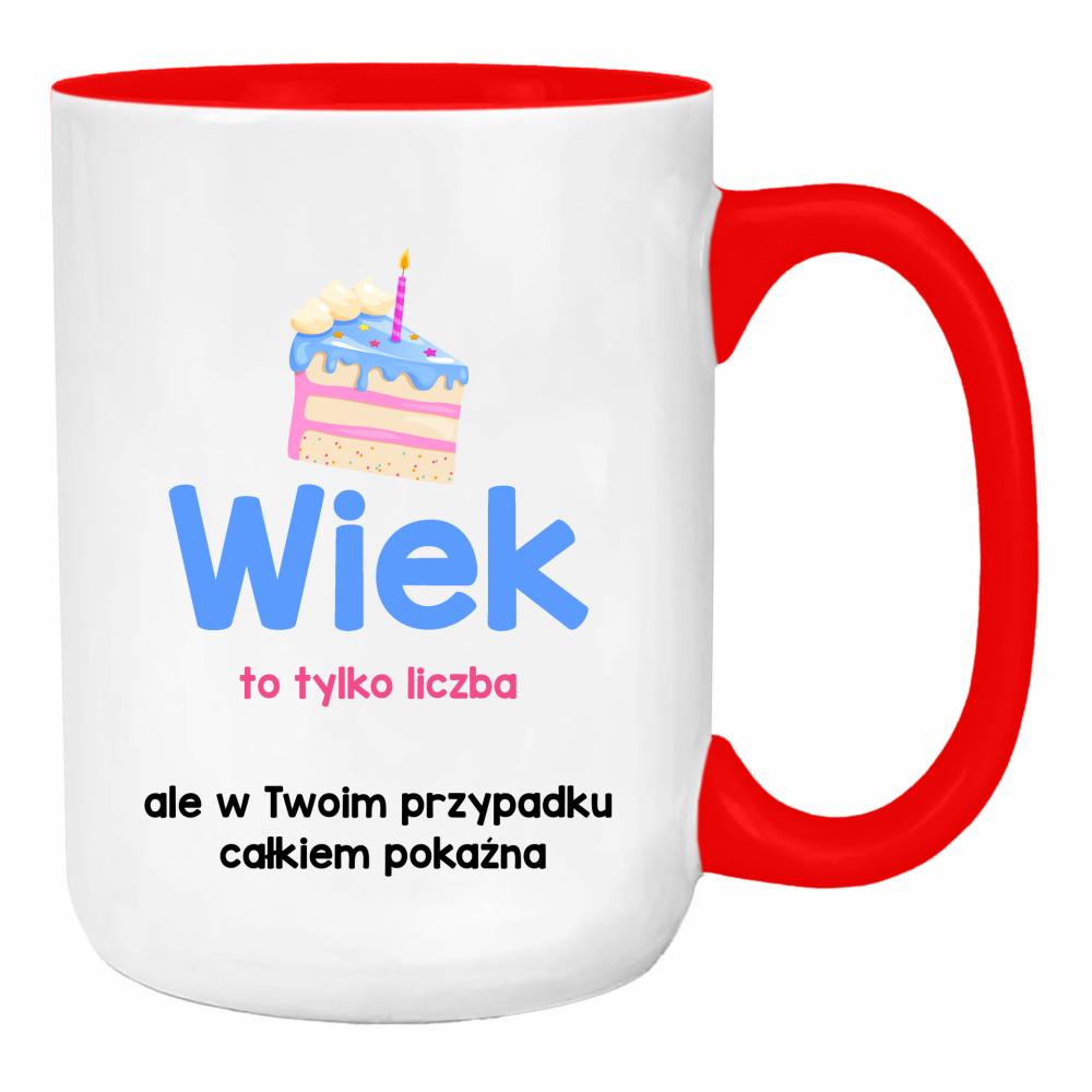 Wiek to tylko liczba duży kubek ucho kolor kolor red