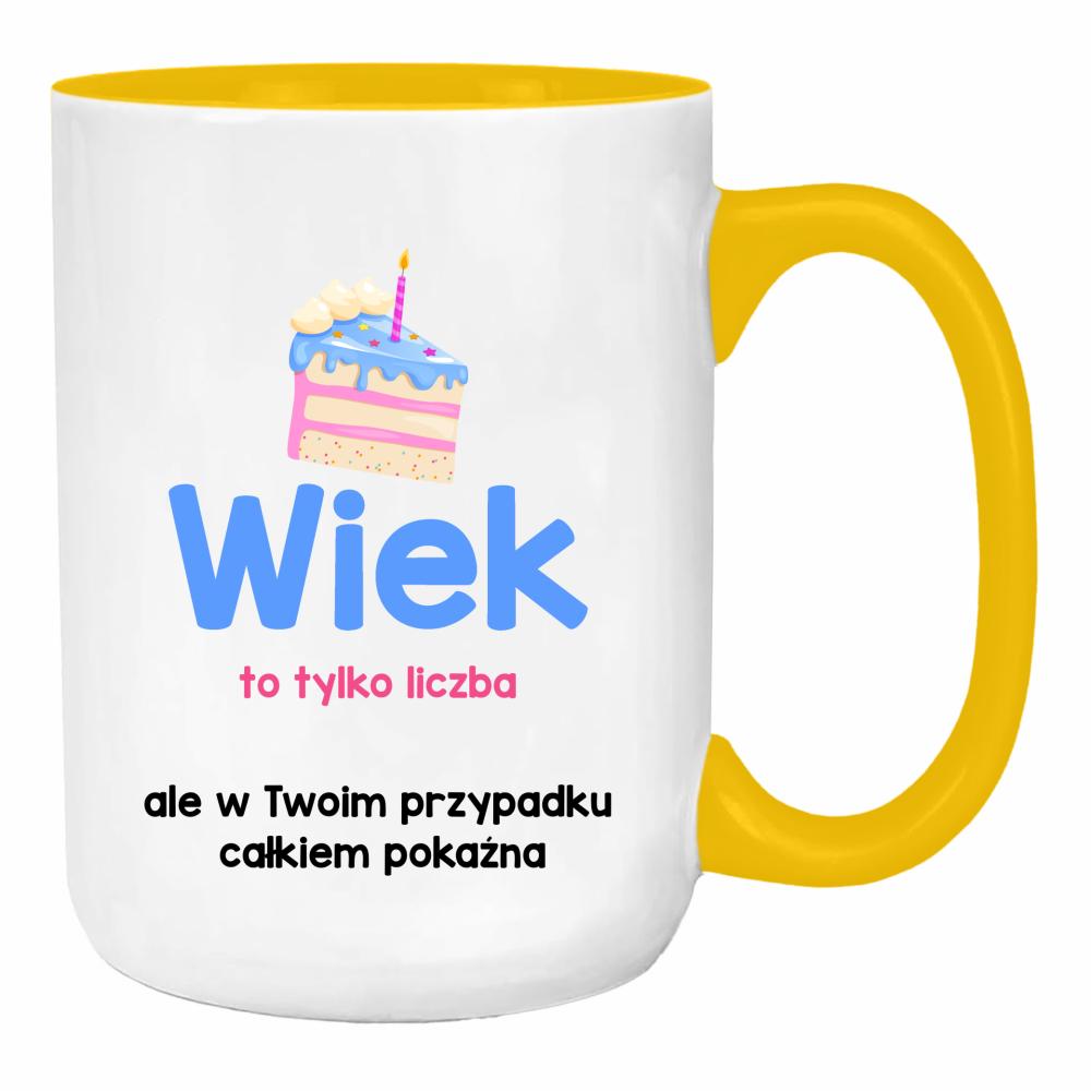 Wiek to tylko liczba duży kubek ucho kolor kolor żółty