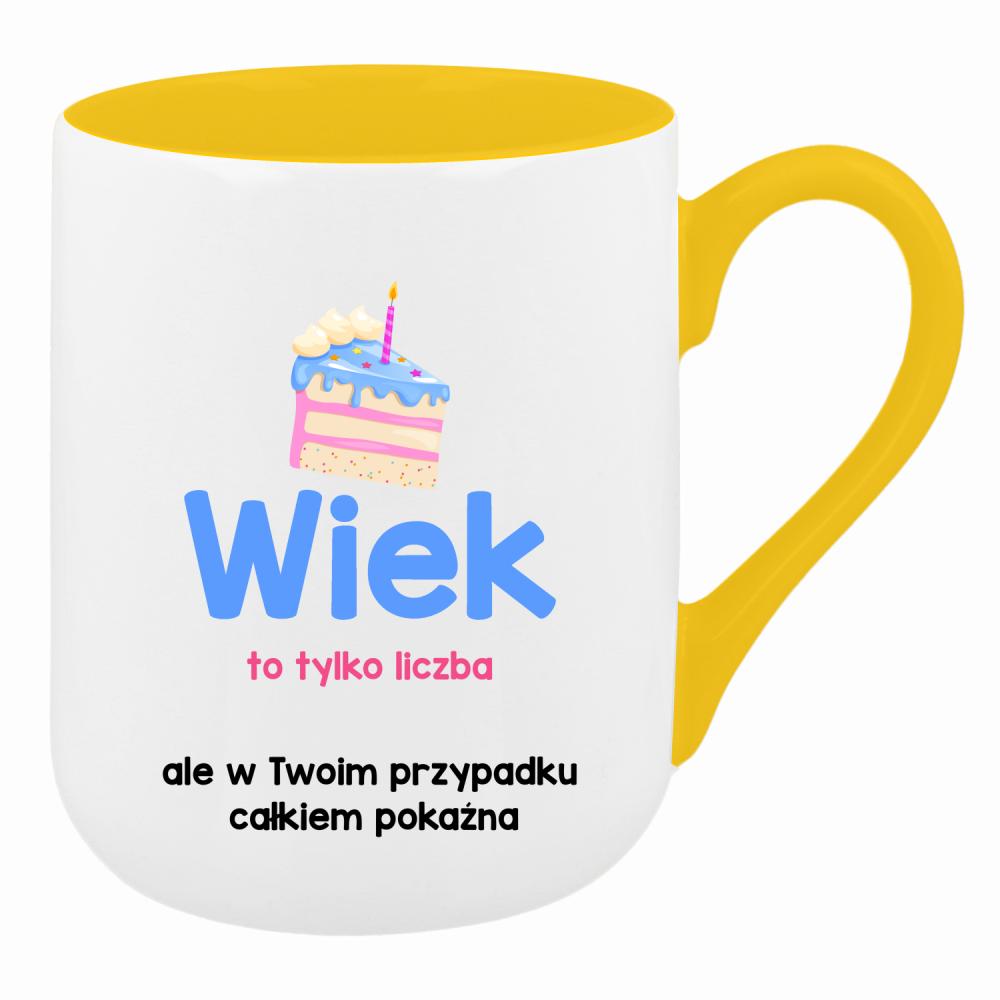 Wiek to tylko liczba kubek coffee kolor żółty