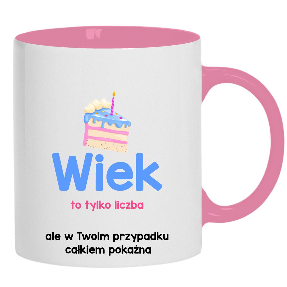 Wiek to tylko liczba kubek ucho kolor kolor różowy
