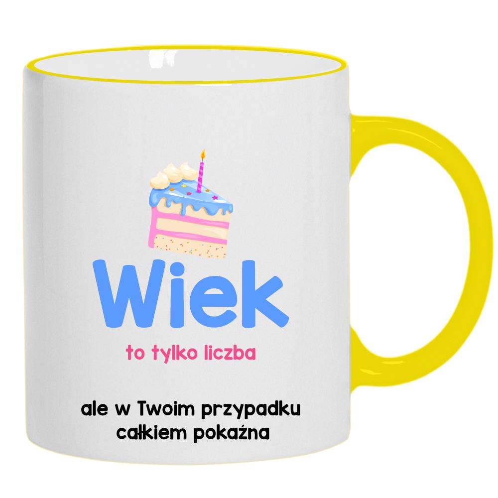 Wiek to tylko liczba kubek żółty uchwyt i rant
