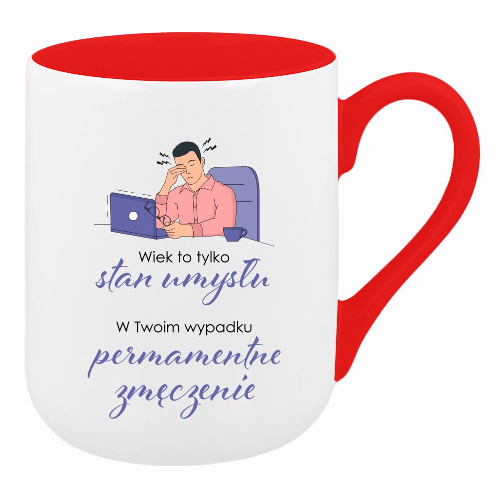 Wiek to tylko stan umysłu kubek coffee kolor czerwony latte