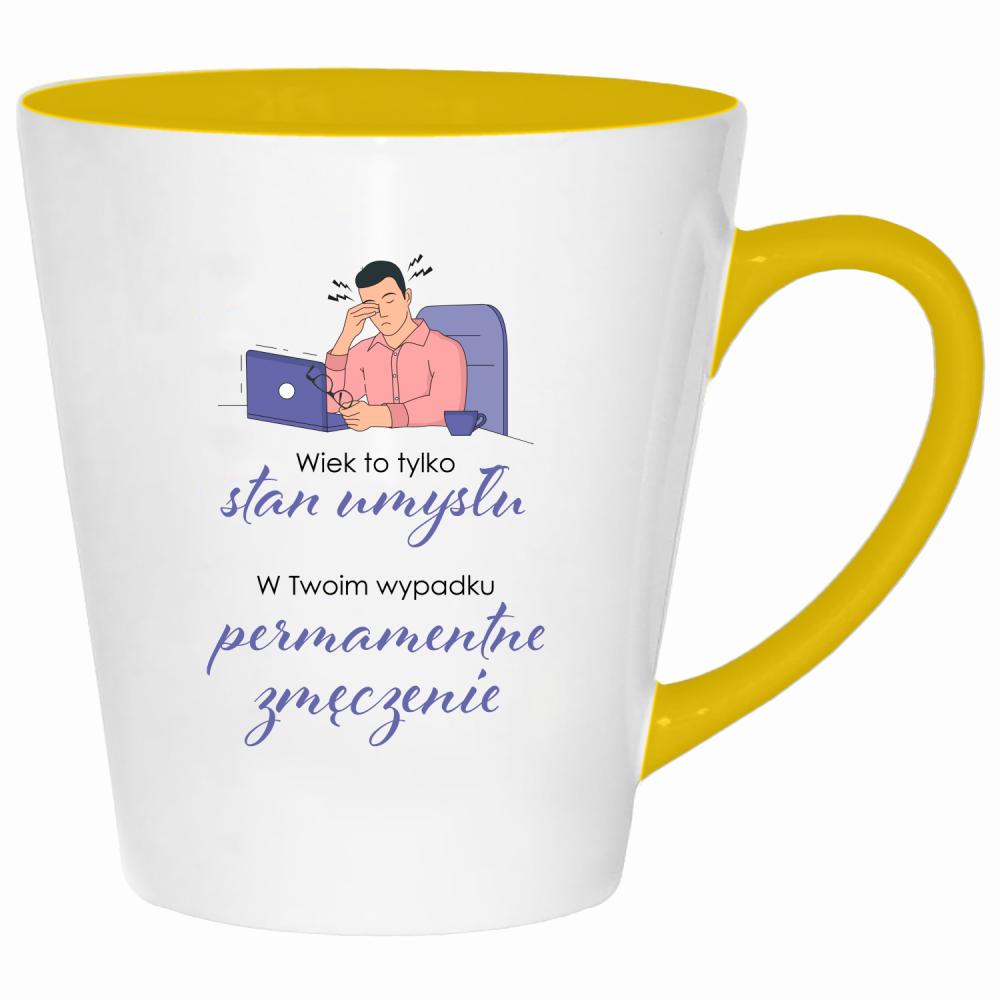 Wiek to tylko stan umysłu kubek latte kolor żółtyy