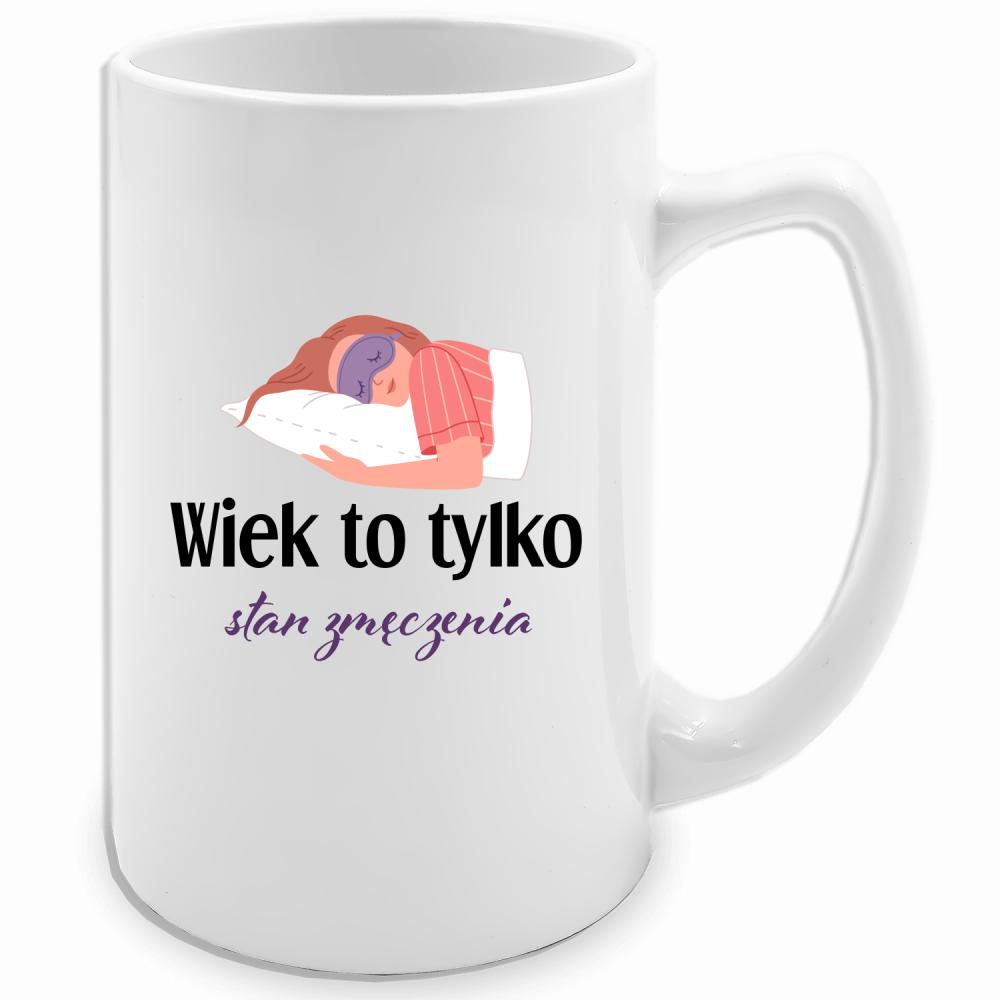 Wiek to tylko stan zmęczenia kubek biały 413 ml kolor czerwony latte