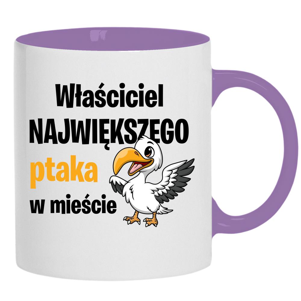 Właściciel największego ptaka w mieście kubek ucho kolor kolor jasnofioletowy