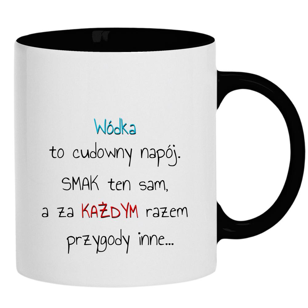 Wódka to cudowny napój kubek ucho kolor kolor czarnyy