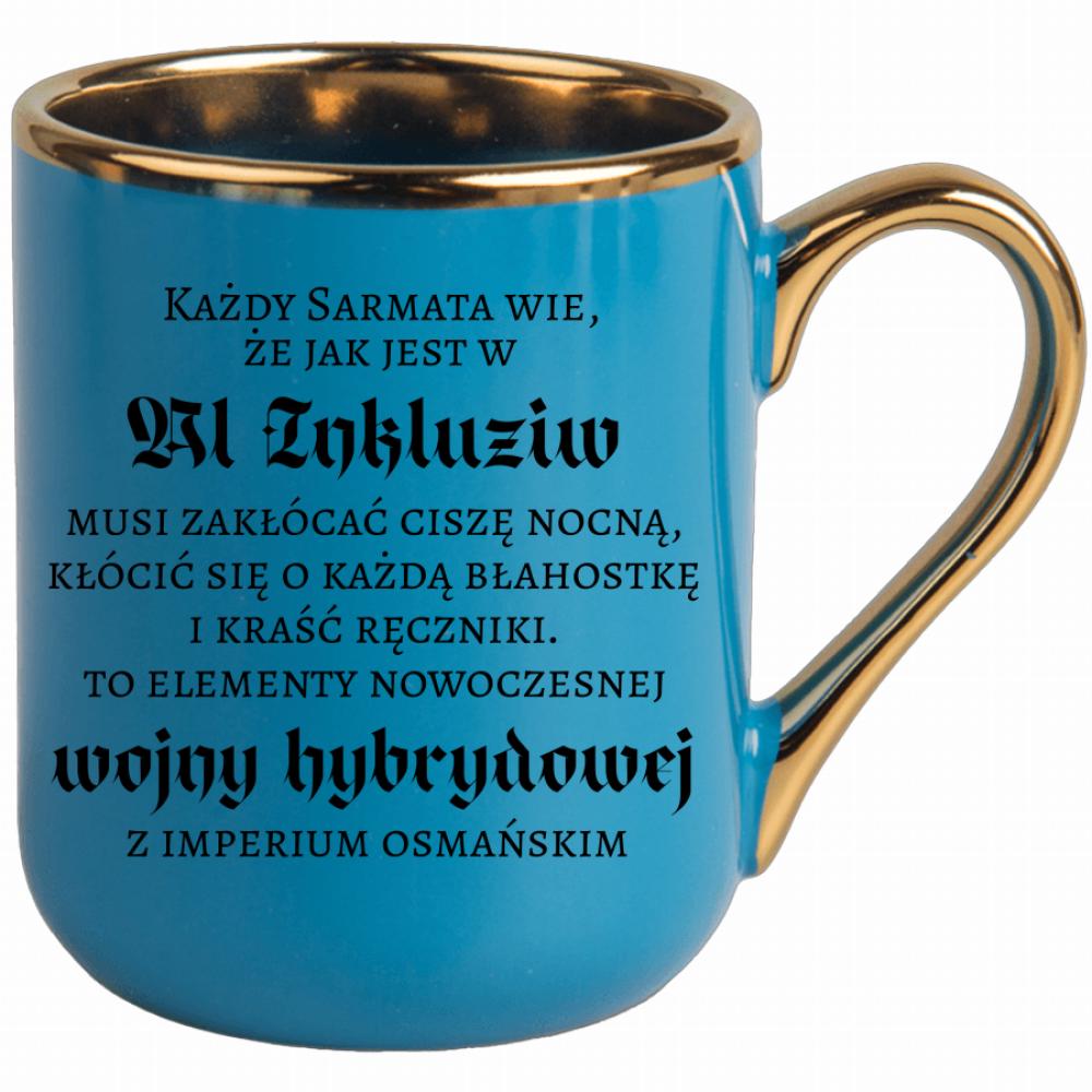 Wojna hybrydowa z imperium osmańskim kubek elegant niebieski kolor turkusowy