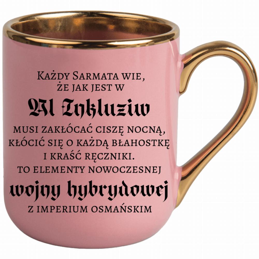 Wojna hybrydowa z imperium osmańskim kubek elegant różowy kolor żółty