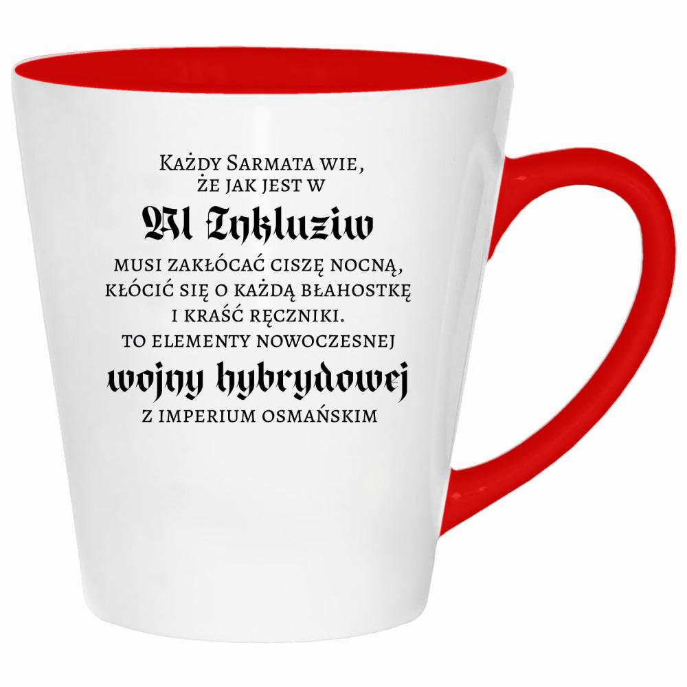Wojna hybrydowa z imperium osmańskim kubek latte kolor czerwony latte
