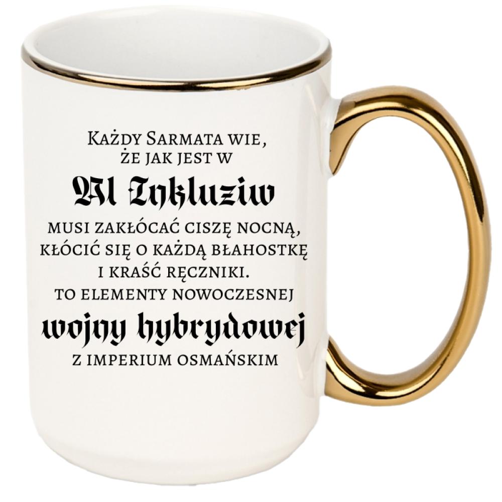 Wojna hybrydowa z imperium osmańskim kubek xxl złoty rant i ucho kolor czarny