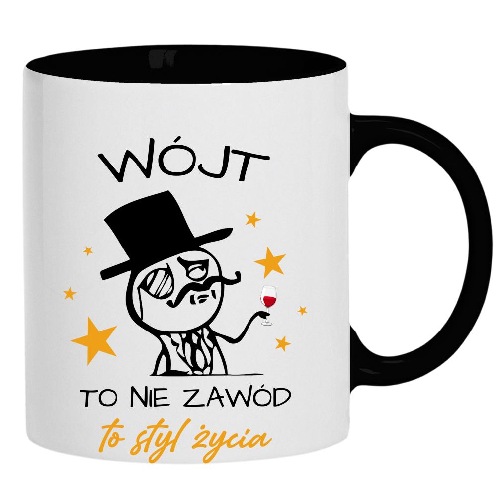 Wójt to nie zawód, to styl życia kubek ucho kolor kolor czarnyy
