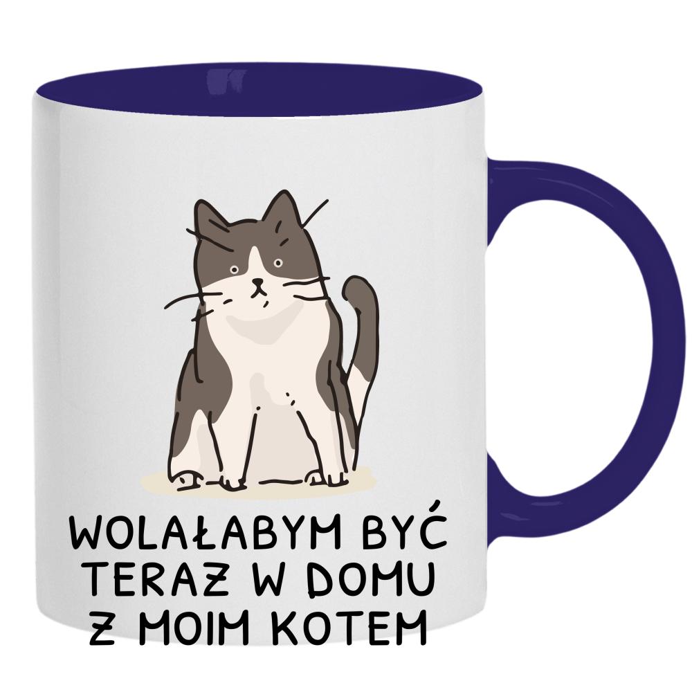 Wolałabym być teraz w domu z moim kotem kubek ucho kolor kolor navy