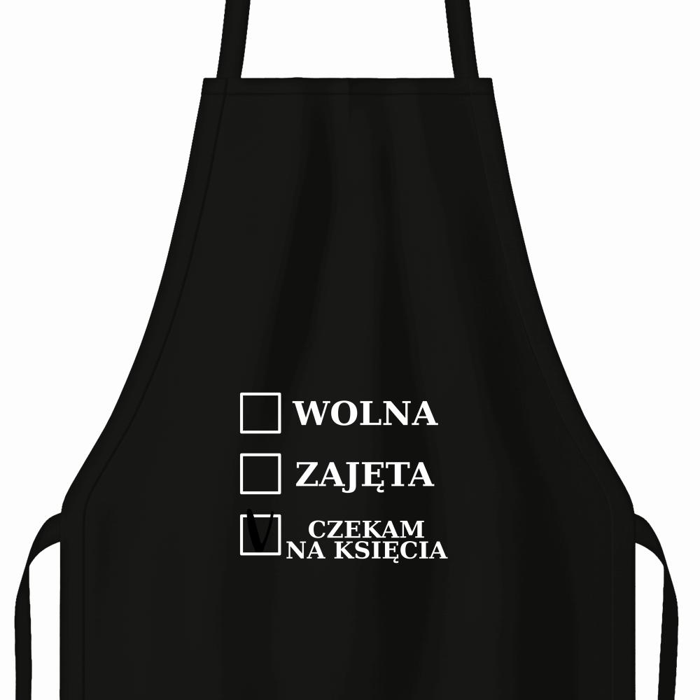 Wolna, zajęta, czekam na księcia fartuch kolor czerwony