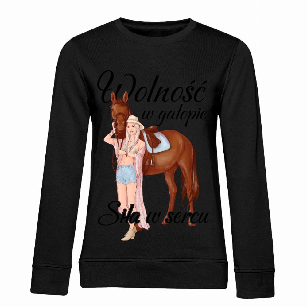 Wolność w galopie, siła w sercu bluza damska bez kaptura kolor biały