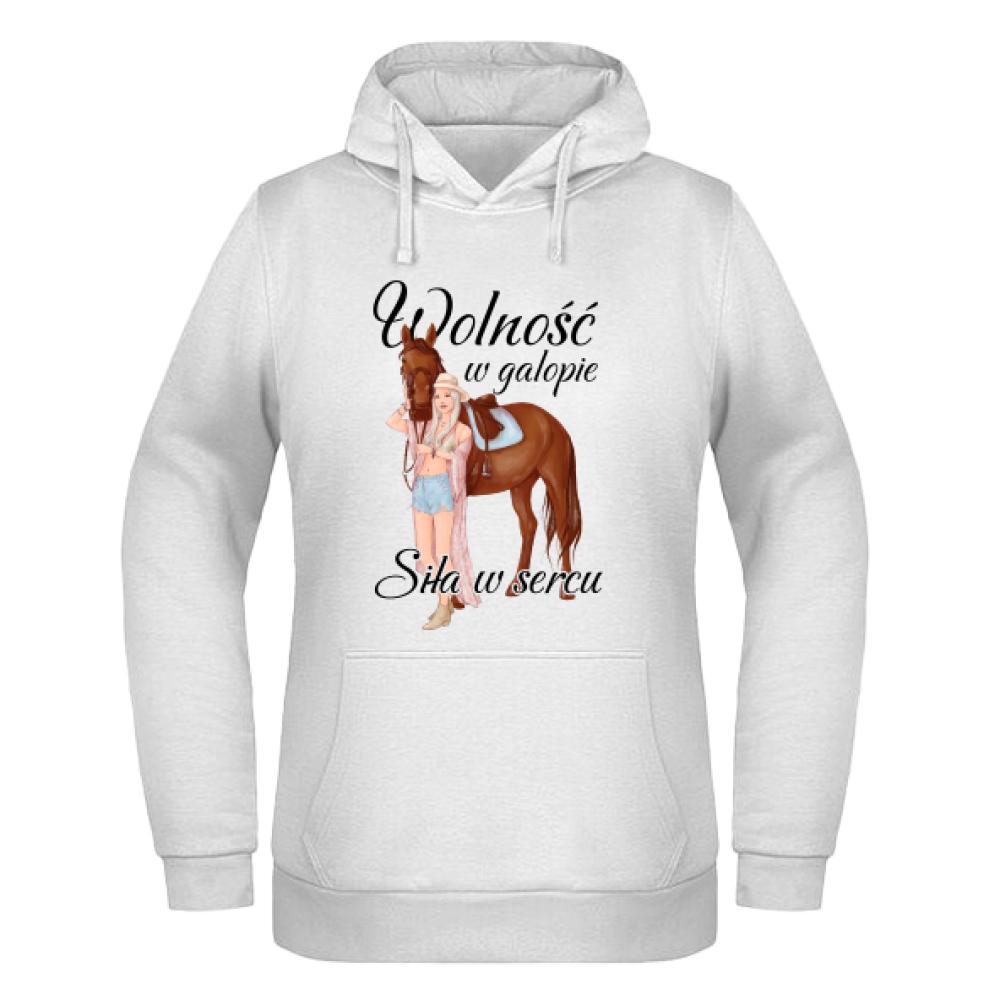 Wolność w galopie, siła w sercu bluza damska z kapturem