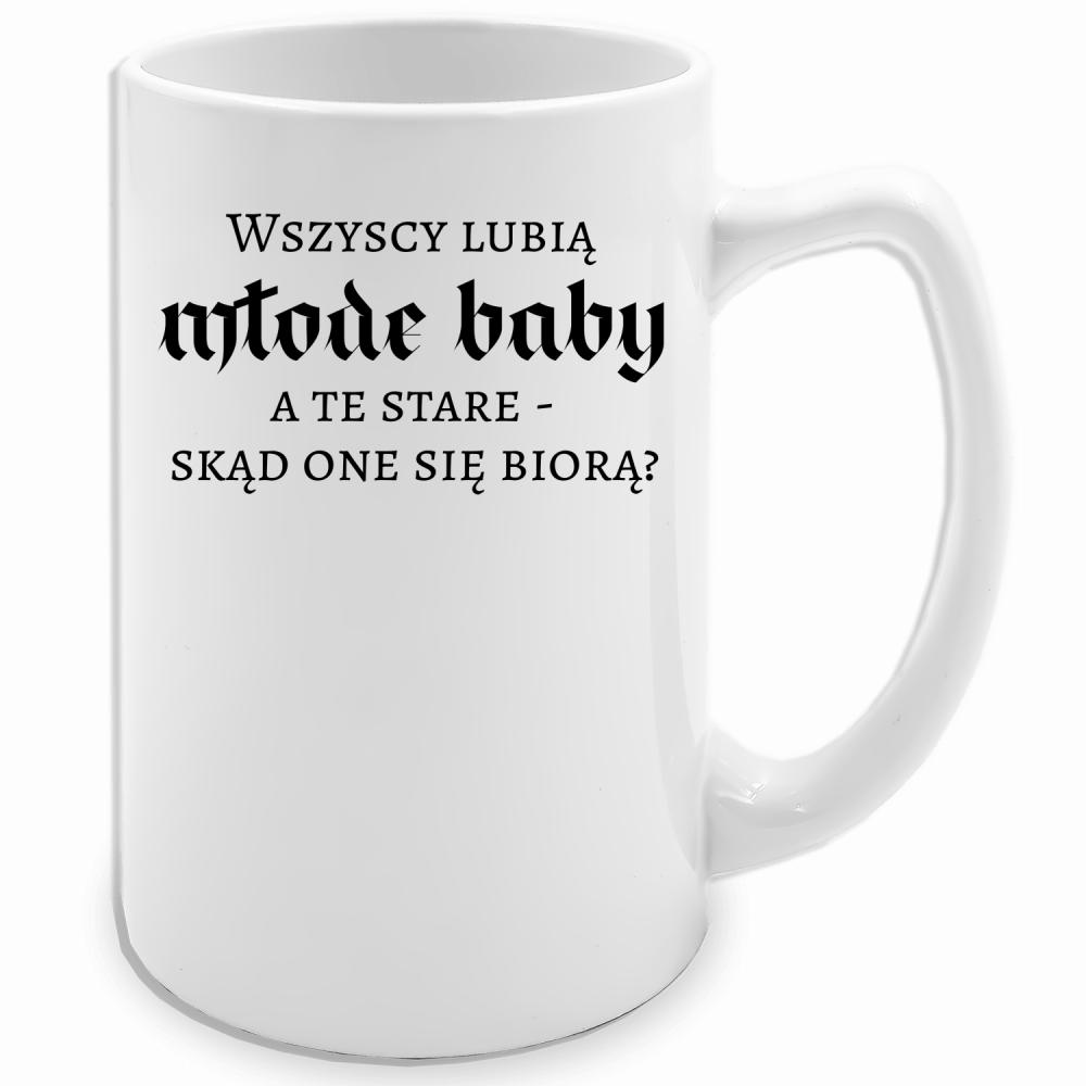 Wszyscy lubią młode baby, a te stare kubek biały 413 ml kolor limonka