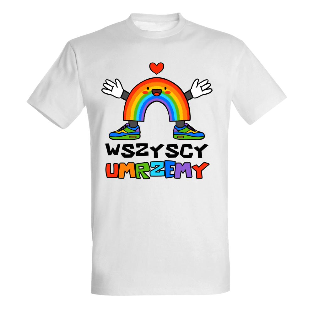 WSZYSCY UMRZEMY koszulka męska kolor biały