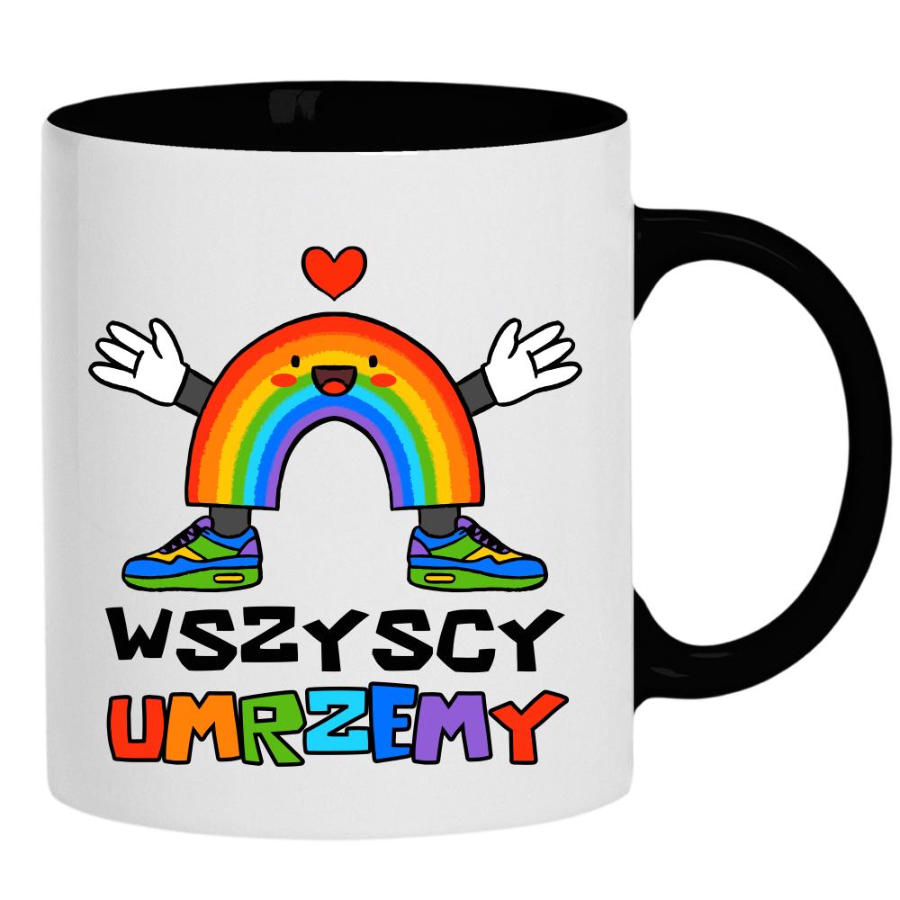 WSZYSCY UMRZEMY kubek ucho kolor kolor czarnyy