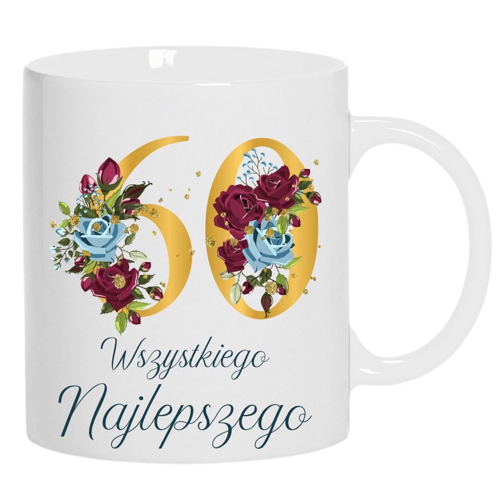 Wszystkiego najlepszego 60 lat kubek ucho kolor kolor biały