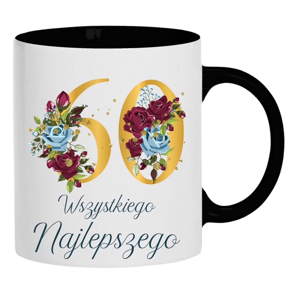 Wszystkiego najlepszego 60 lat kubek ucho kolor kolor czarnyy