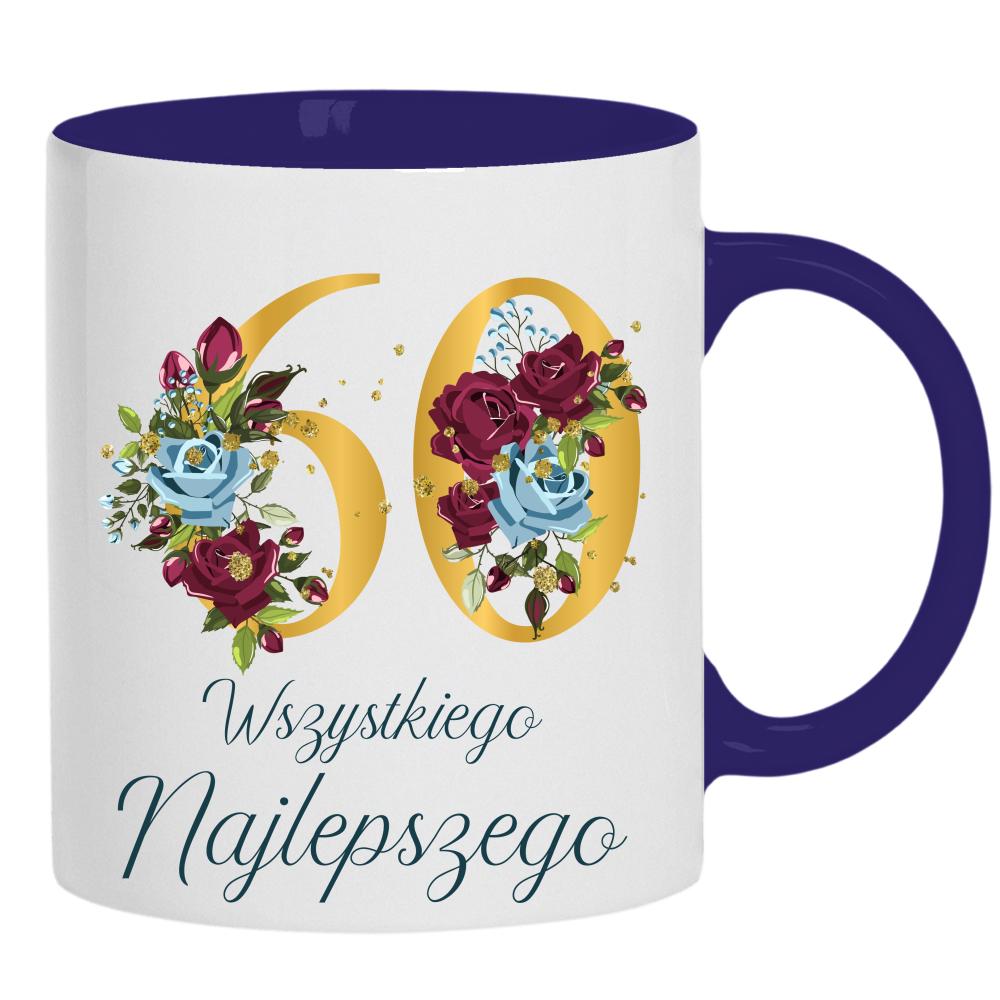 Wszystkiego najlepszego 60 lat kubek ucho kolor kolor navy