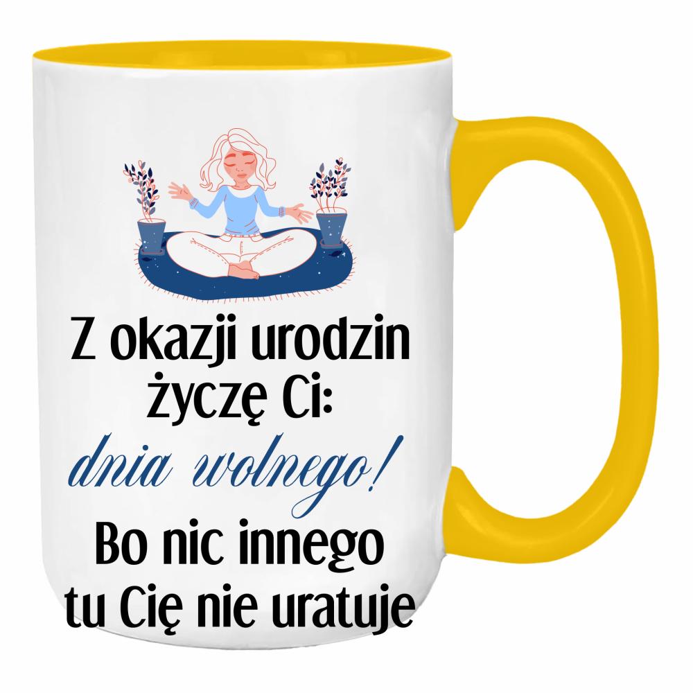 Wszystkiego najlepszego z okazji dnia wolnego duży kubek ucho kolor kolor żółty