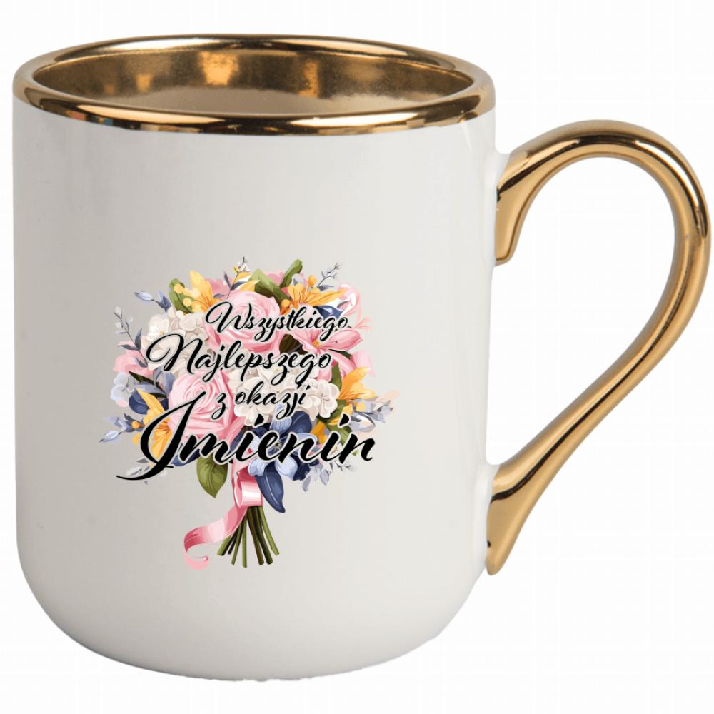 Wszystkiego najlepszego z okazji imienin kubek elegant biały kolor czerwony latte