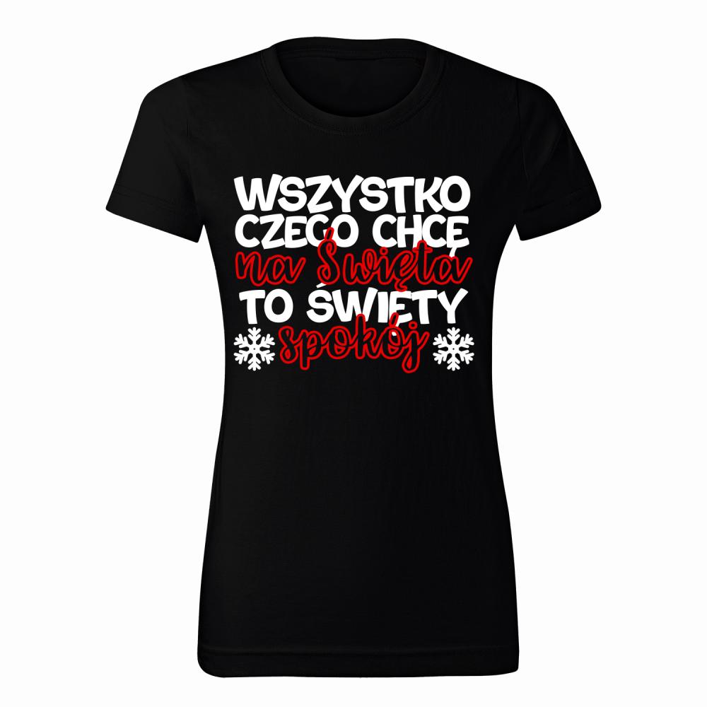 Wszystko czego chcę na święta to spokój koszulka damska kolor koszulka męska czerwona