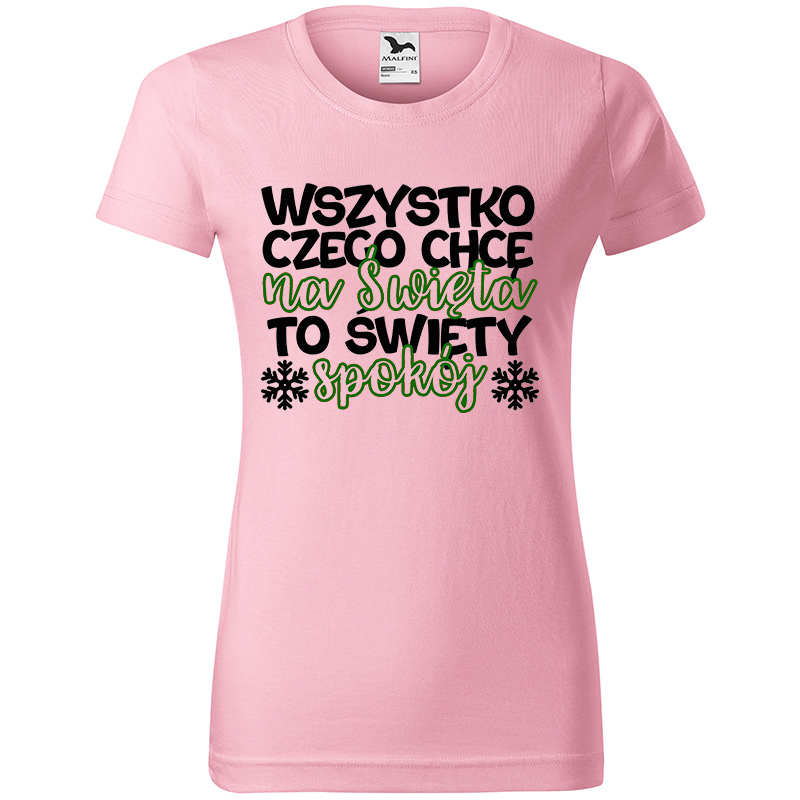 Wszystko czego chcę na święta to spokój koszulka damska kolor koszulka różowa