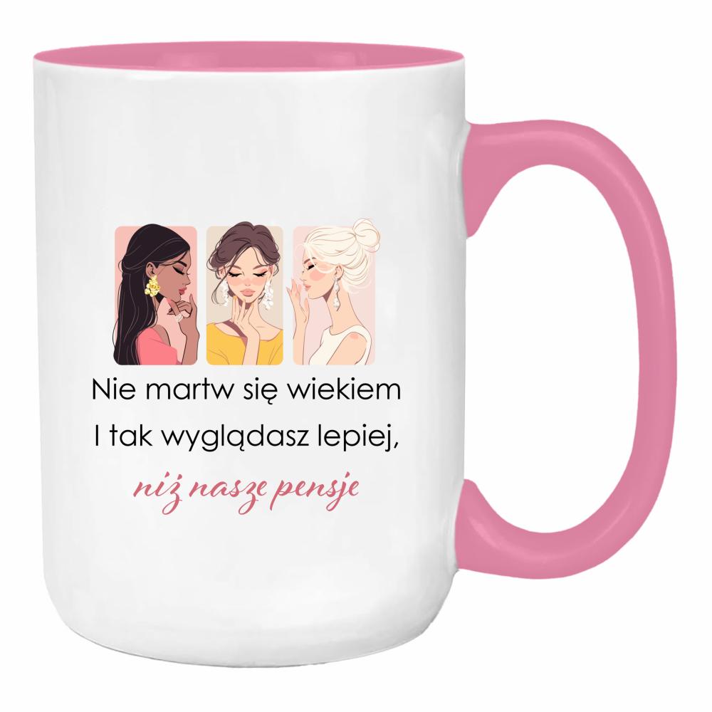 Wyglądasz lepiej niż nasze pensje duży kubek ucho kolor kolor różowy
