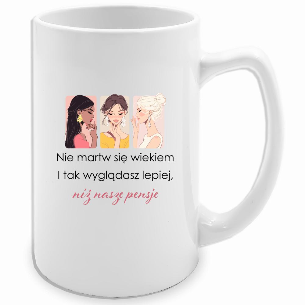 Wyglądasz lepiej niż nasze pensje kubek biały 413 ml kolor czerwony latte