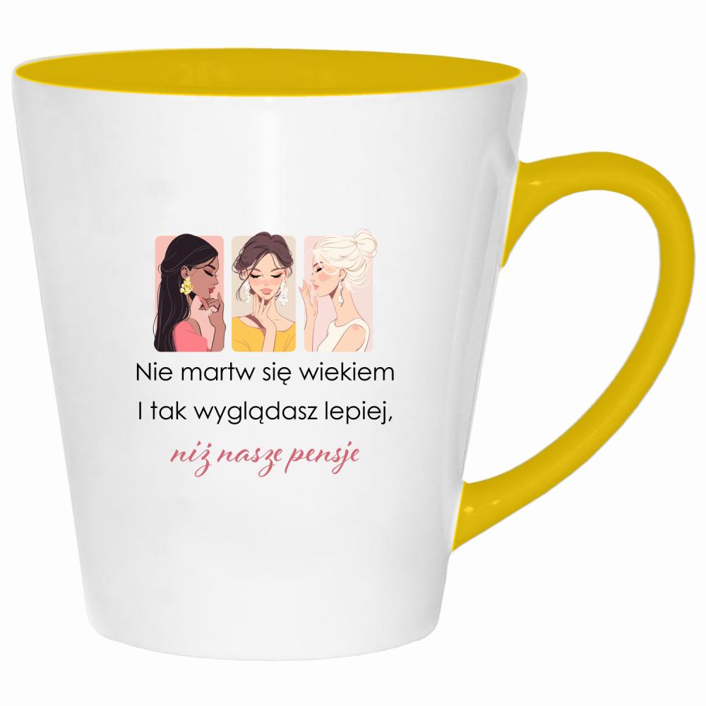 Wyglądasz lepiej niż nasze pensje kubek latte kolor żółtyy