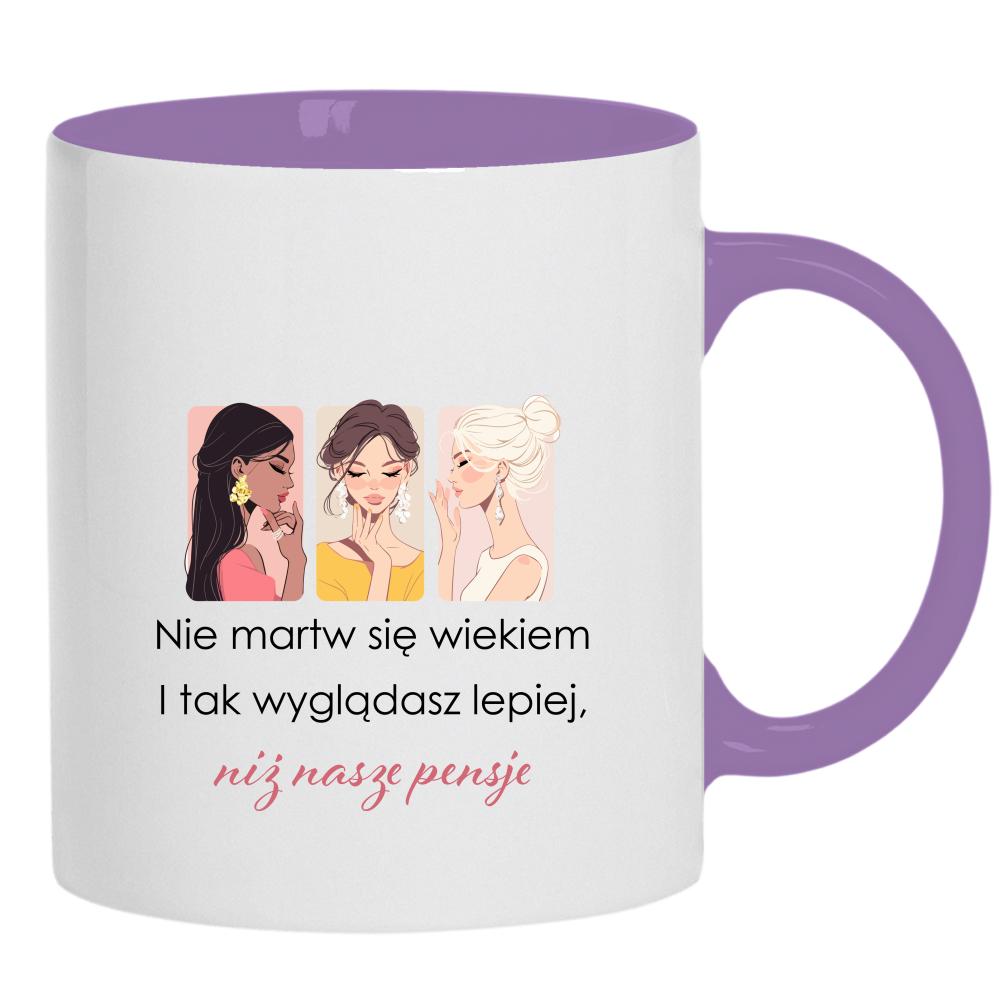 Wyglądasz lepiej niż nasze pensje kubek ucho kolor kolor jasnofioletowy